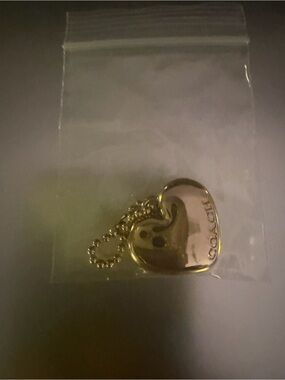 Coach Gold Heart Charm Pendant/ Bag Jewelry with Ball Chain